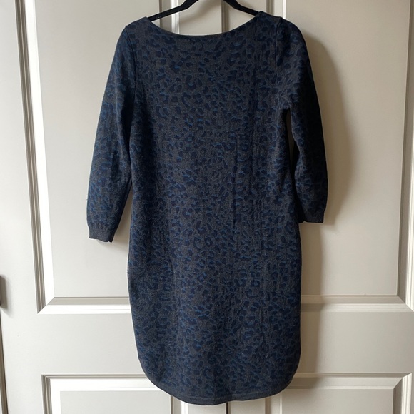 LOFT Grey and Blue Leopard print Sweater Dress - Picture 6 of 12